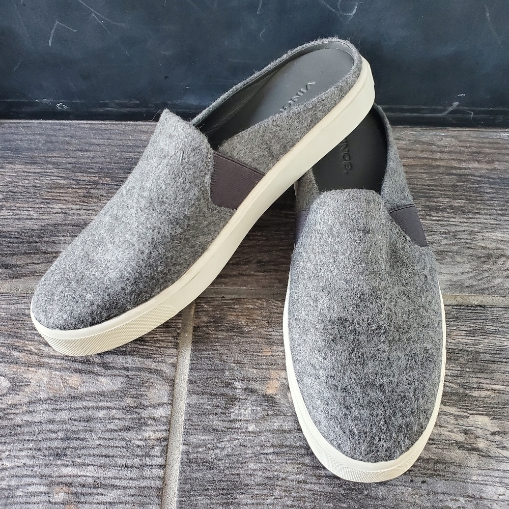 NEW Vince Open Back Felt Sneaker Gray
